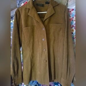 Vintage Express Campaign International Faux suede button up Women's Large shirt